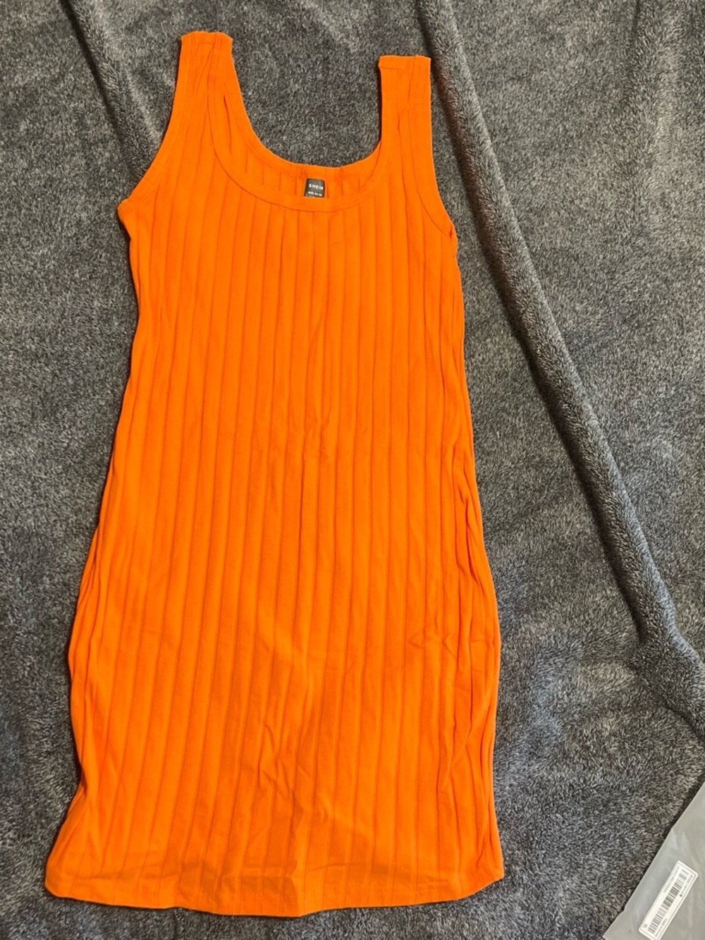 SHEIN Orange Ribbed Tank Mini Dress
